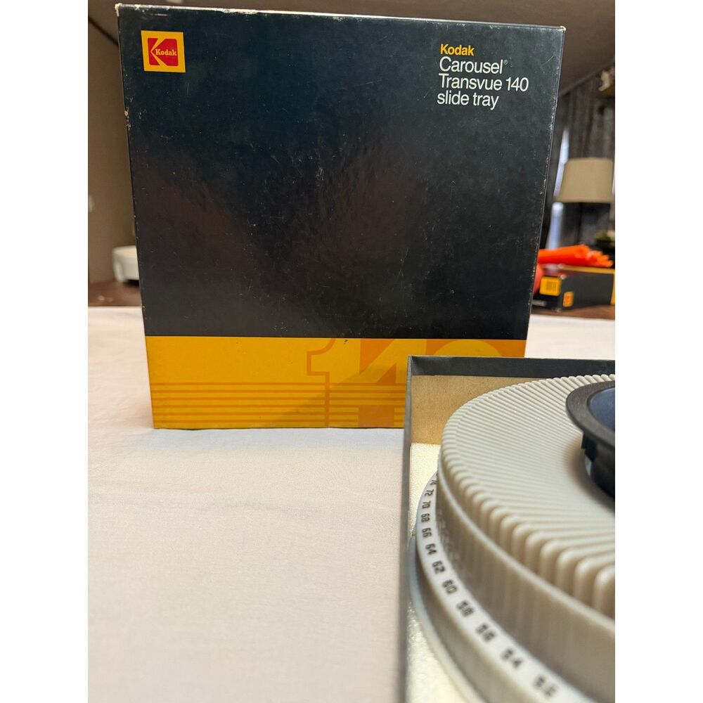 Vintage Kodak Carousel Transvue 140 Slide Tray with Original Box